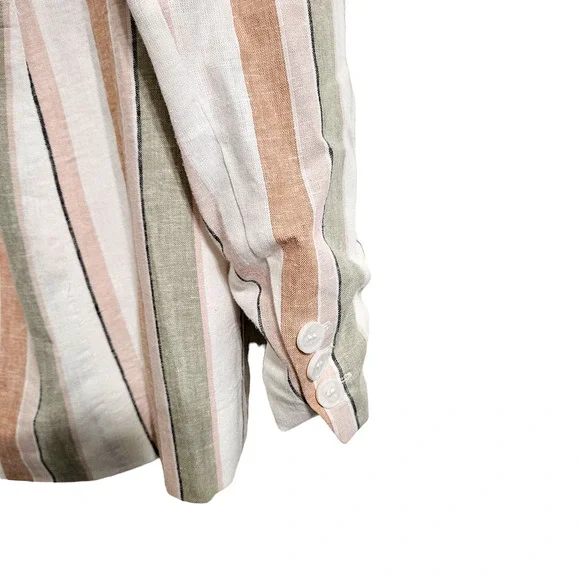 Rachel Zoe Pastel Striped Linen Oversized Padded Shoulder Blazer Jacket Size XS - Picture 5 of 8